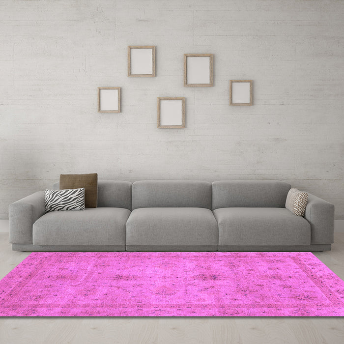 Machine Washable Abstract Purple Modern Area Rugs in a Living Room, wshabs3033pur