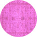 Round Machine Washable Abstract Purple Modern Area Rugs, wshabs3033pur