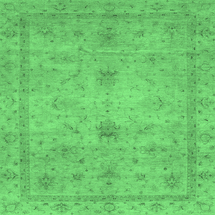 Square Machine Washable Abstract Emerald Green Modern Area Rugs, wshabs3033emgrn
