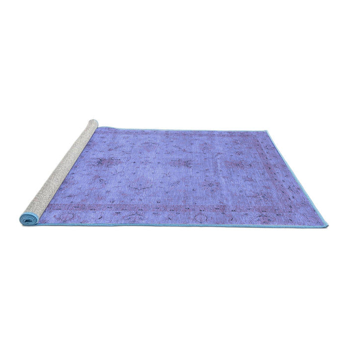 Sideview of Machine Washable Abstract Blue Modern Rug, wshabs3033blu
