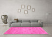 Machine Washable Abstract Pink Modern Rug in a Living Room, wshabs3033pnk