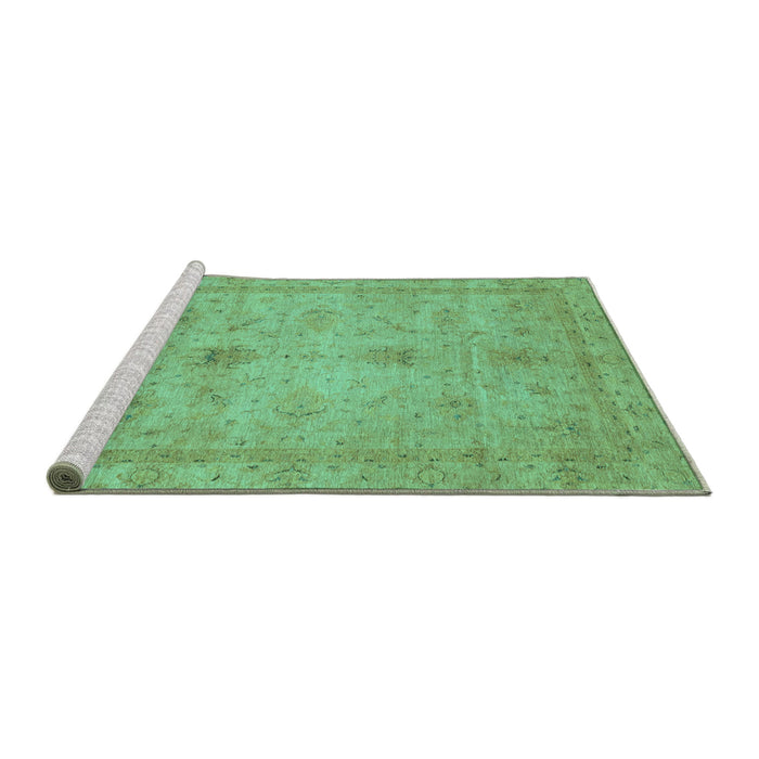 Sideview of Machine Washable Abstract Turquoise Modern Area Rugs, wshabs3033turq