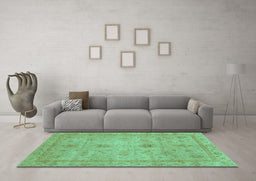 Machine Washable Abstract Turquoise Modern Area Rugs in a Living Room,, wshabs3033turq