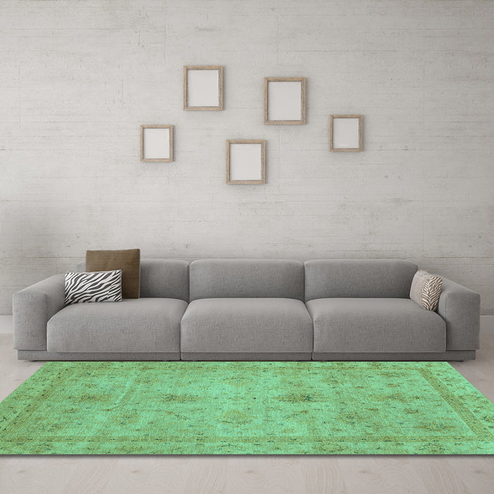Machine Washable Abstract Turquoise Modern Area Rugs in a Living Room,, wshabs3033turq