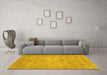 Machine Washable Abstract Yellow Modern Rug in a Living Room, wshabs3033yw