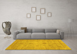 Machine Washable Abstract Yellow Modern Rug in a Living Room, wshabs3033yw