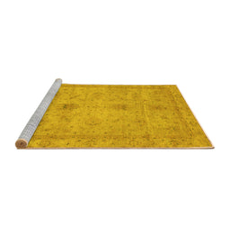 Sideview of Machine Washable Abstract Yellow Modern Rug, wshabs3033yw