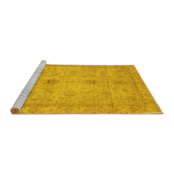 Sideview of Machine Washable Abstract Yellow Modern Rug, wshabs3033yw