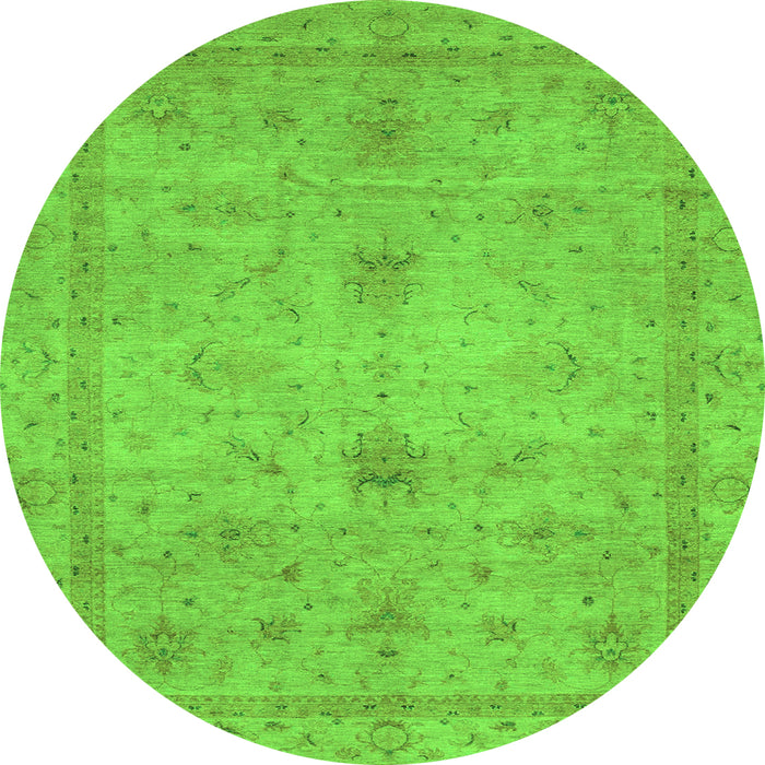 Round Machine Washable Abstract Green Modern Area Rugs, wshabs3033grn