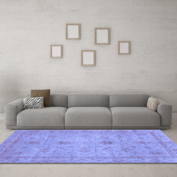 Machine Washable Abstract Blue Modern Rug in a Living Room, wshabs3033blu