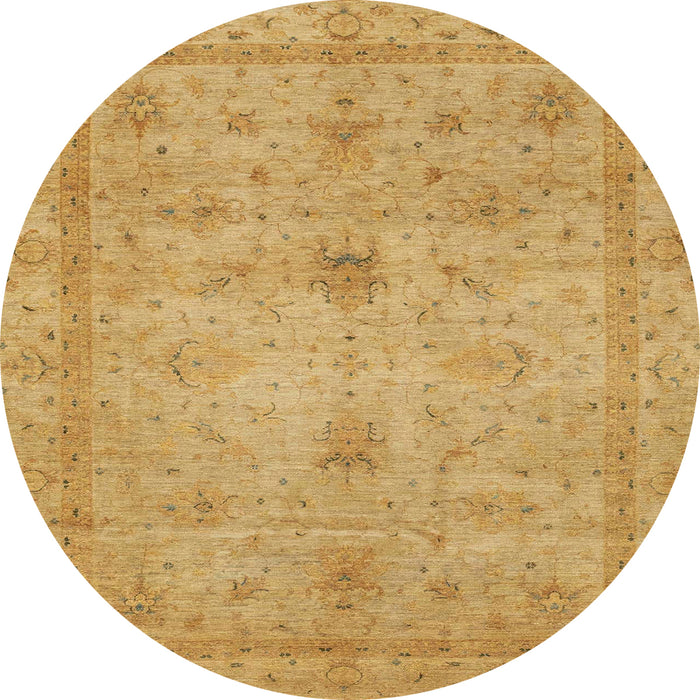 Round Machine Washable Abstract Dark Orange Rug, wshabs3033