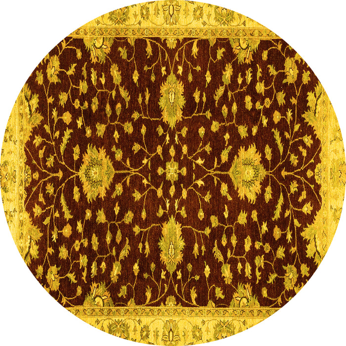 Round Oriental Yellow Traditional Rug, abs3034yw