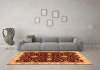 Machine Washable Oriental Orange Traditional Rug, wshabs3034org