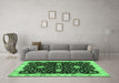 Machine Washable Oriental Emerald Green Traditional Area Rugs in a Living Room,, wshabs3034emgrn