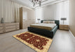 Abstract Orange Oriental Rug in a Bedroom, abs3034