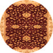 Round Machine Washable Oriental Orange Traditional Area Rugs, wshabs3034org