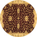 Round Oriental Brown Traditional Rug, abs3034brn