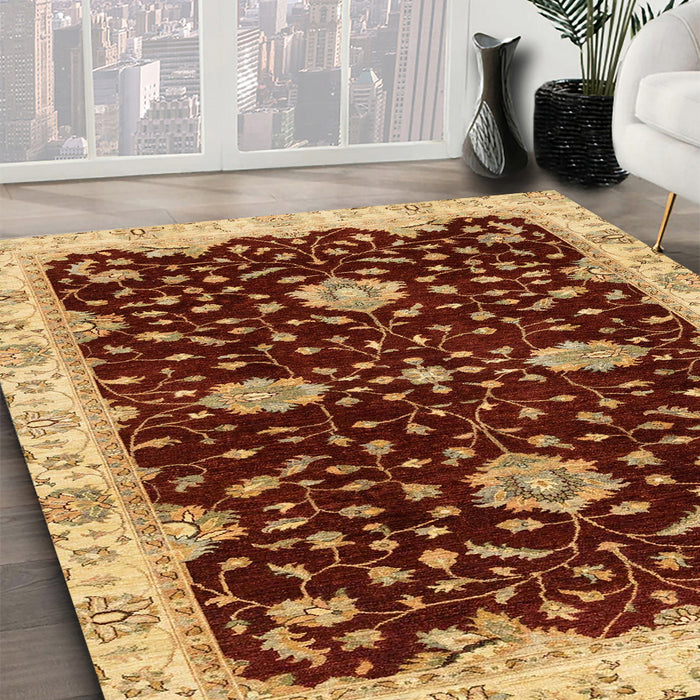 Machine Washable Abstract Orange Rug in a Family Room, wshabs3034