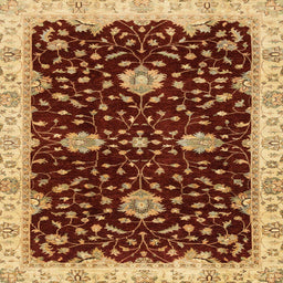 Square Abstract Orange Oriental Rug, abs3034