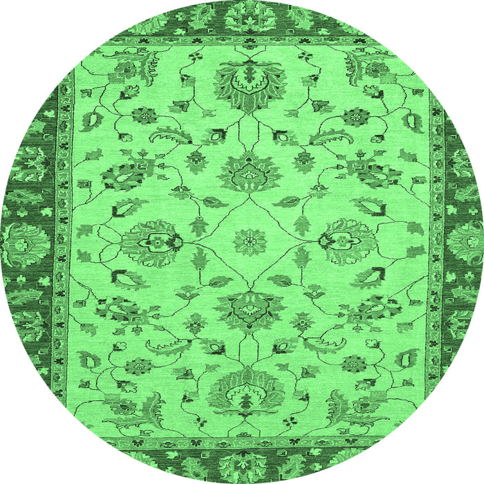 Round Abstract Emerald Green Modern Rug, abs3035emgrn