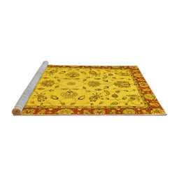 Sideview of Machine Washable Abstract Yellow Modern Rug, wshabs3035yw