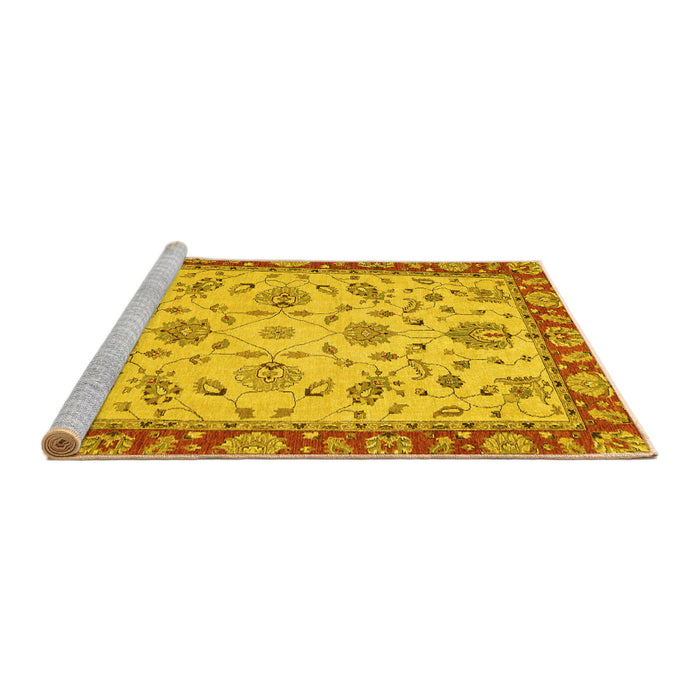Sideview of Machine Washable Abstract Yellow Modern Rug, wshabs3035yw