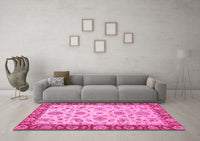 Machine Washable Abstract Pink Modern Rug, wshabs3035pnk