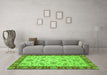 Machine Washable Abstract Green Modern Area Rugs in a Living Room,, wshabs3035grn