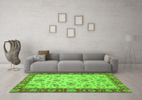 Machine Washable Abstract Green Modern Rug, wshabs3035grn