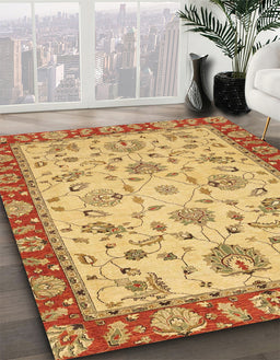 Abstract Sedona Brown Modern Rug in Family Room, abs3035