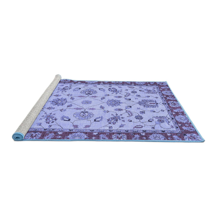 Sideview of Machine Washable Abstract Blue Modern Rug, wshabs3035blu