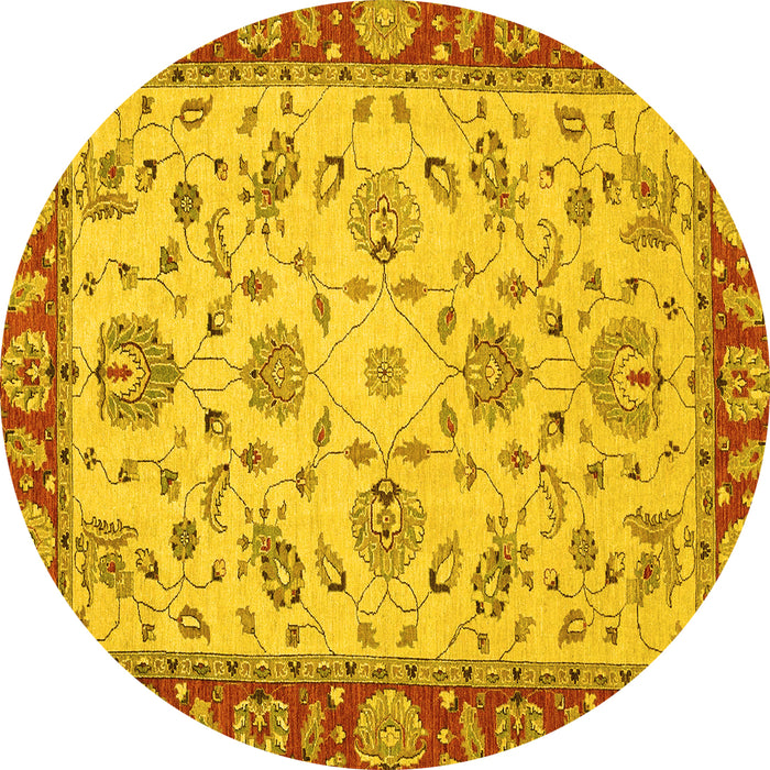 Round Machine Washable Abstract Yellow Modern Rug, wshabs3035yw