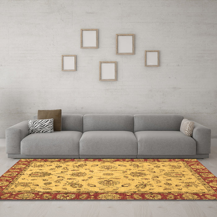Machine Washable Abstract Brown Modern Rug in a Living Room,, wshabs3035brn
