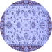 Round Abstract Blue Modern Rug, abs3035blu