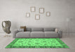 Machine Washable Abstract Emerald Green Modern Area Rugs in a Living Room,, wshabs3035emgrn