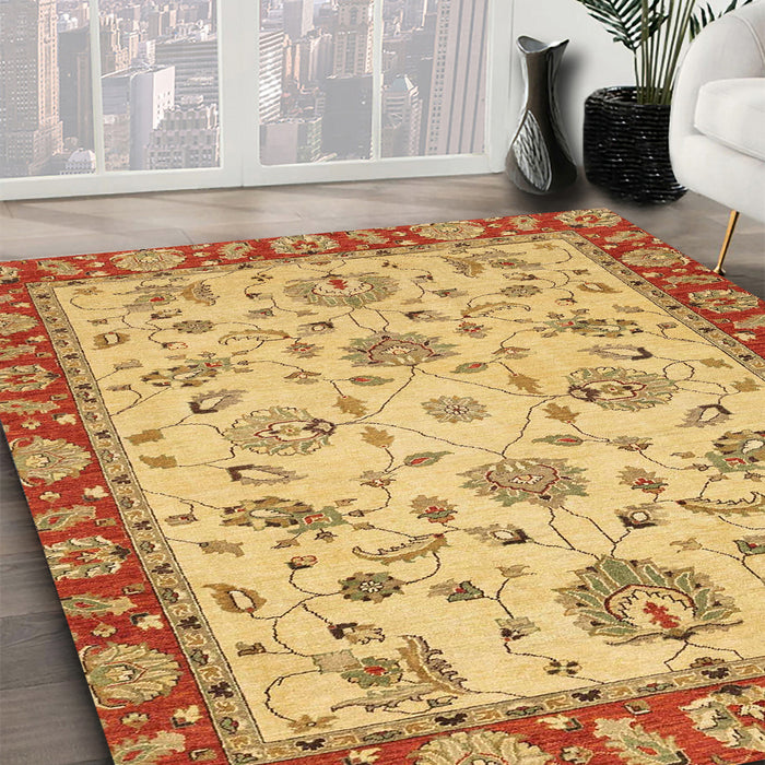 Abstract Sedona Brown Modern Rug in Family Room, abs3035