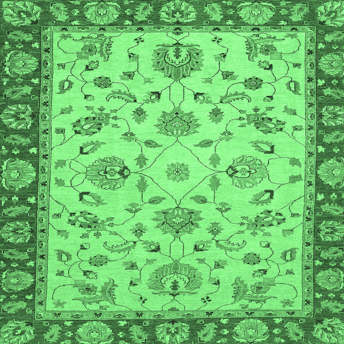 Square Machine Washable Abstract Emerald Green Modern Area Rugs, wshabs3035emgrn
