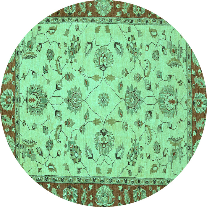 Round Machine Washable Abstract Turquoise Modern Area Rugs, wshabs3035turq