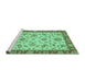 Sideview of Machine Washable Abstract Turquoise Modern Area Rugs, wshabs3035turq