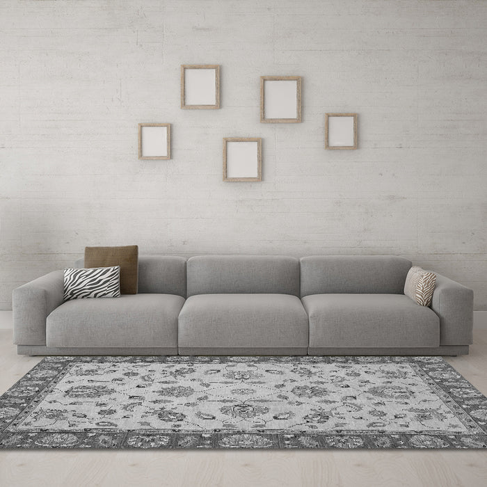 Machine Washable Abstract Gray Modern Rug in a Living Room,, wshabs3035gry