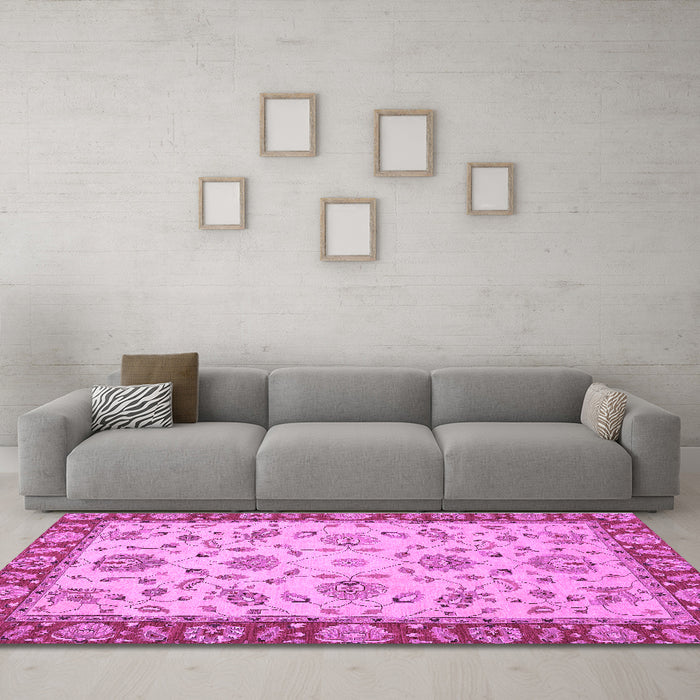 Machine Washable Abstract Purple Modern Area Rugs in a Living Room, wshabs3035pur
