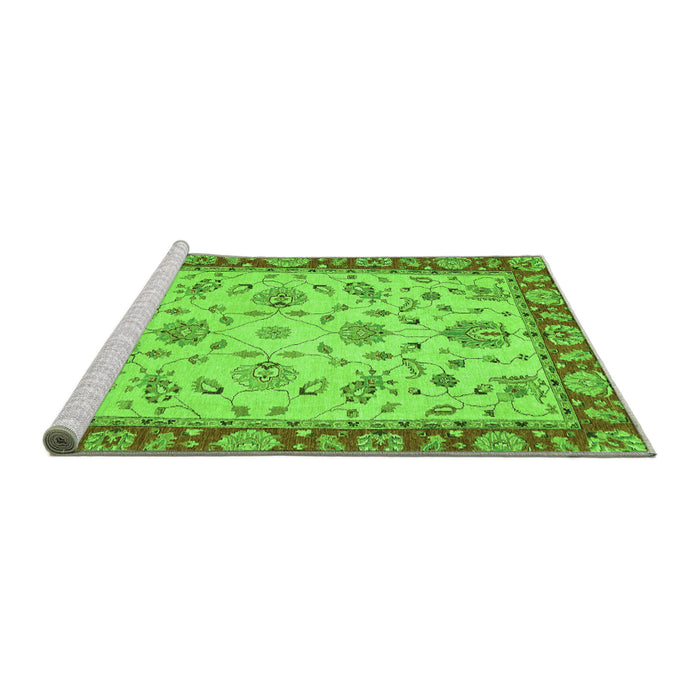 Sideview of Machine Washable Abstract Green Modern Area Rugs, wshabs3035grn
