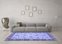 Machine Washable Abstract Blue Modern Rug, wshabs3035blu