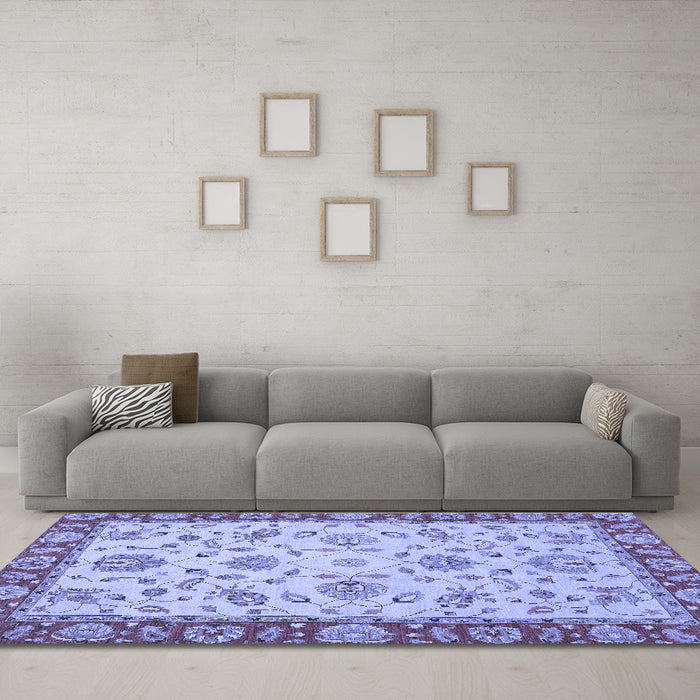 Machine Washable Abstract Blue Modern Rug in a Living Room, wshabs3035blu