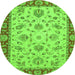 Round Machine Washable Abstract Green Modern Area Rugs, wshabs3035grn