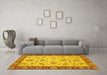 Machine Washable Abstract Yellow Modern Rug in a Living Room, wshabs3035yw