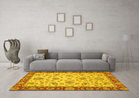 Machine Washable Abstract Yellow Modern Rug, wshabs3035yw