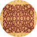 Round Machine Washable Oriental Brown Traditional Rug, wshabs3036brn