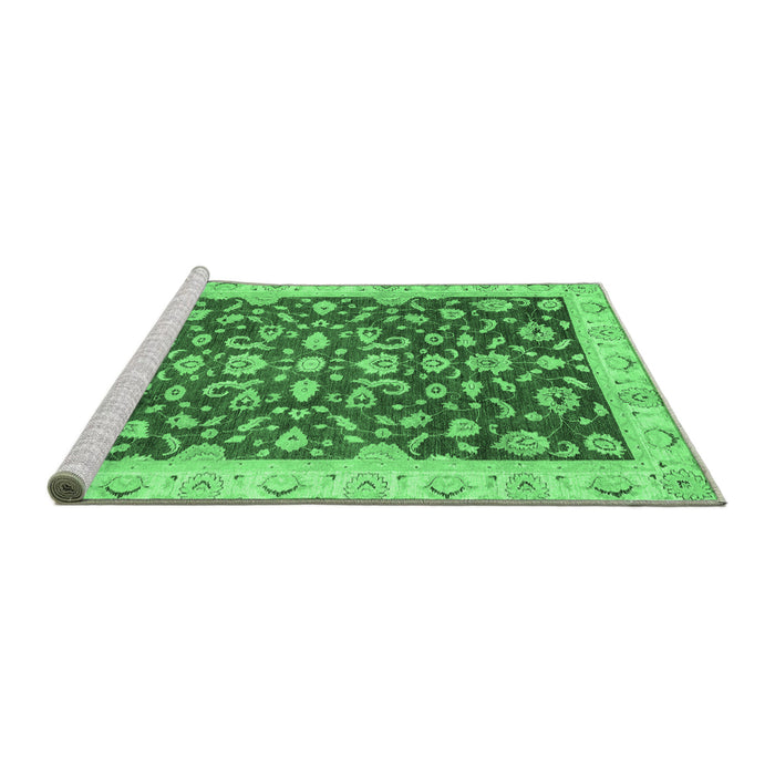 Sideview of Machine Washable Oriental Emerald Green Traditional Area Rugs, wshabs3036emgrn
