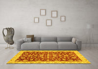 Machine Washable Oriental Yellow Traditional Rug, wshabs3036yw